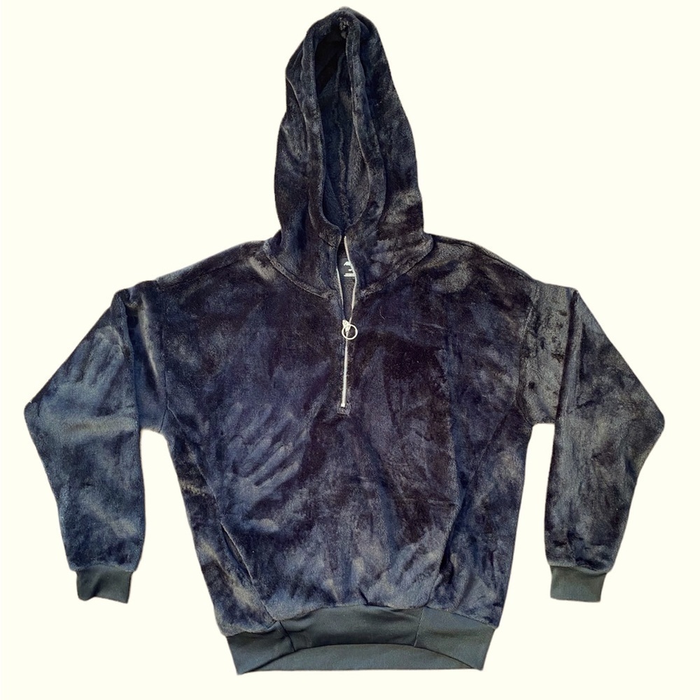 2/$15 Ardene Fuzzy Half Zip Black Hoodie Size Small
